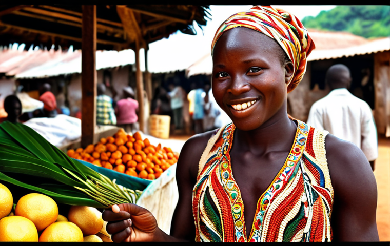A friendly Sierra Leonean person greeting someone with "Kushe?" (How are you?), showcasing the warmth of Kriol greetings. The setting is a vibrant market.